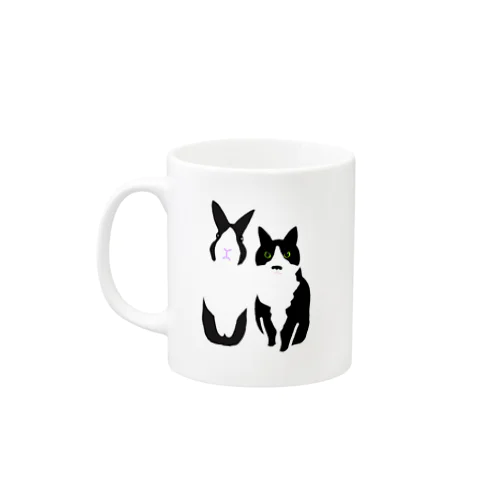 ダッチうさぎ(立)とハチワレねこ Mug