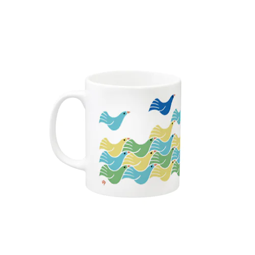 つながるコトリと幸せの青い鳥(グリーン) Mug