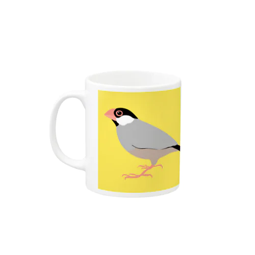 文鳥と白文鳥／黄色 Mug