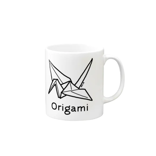 Origami (折り紙鶴) 黒デザイン Mug