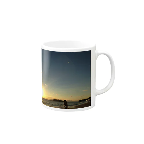 江ノ島沖に沈む夕日 マグカップ