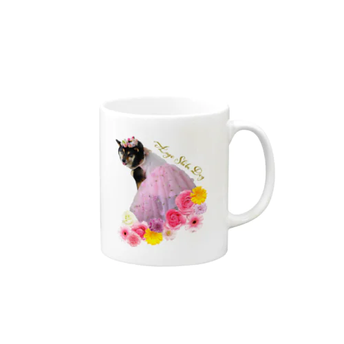 お花の妖精-Ange-（黒柴）マグカップ Mug