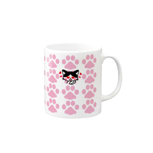 白黒はちわれ猫　lovely Mug