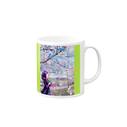 甲突川の桜と桜島２ Mug