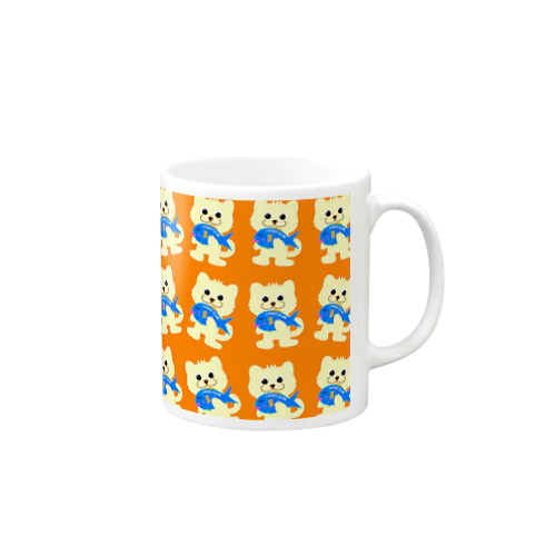 お魚見つけたラッキーちゃん/オレンジ Mug