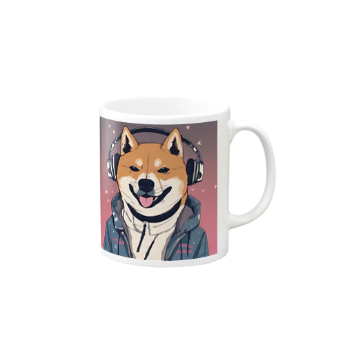 音楽を聴く柴犬 Mug