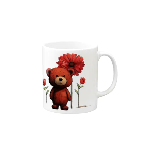 Teddy bear×Flower(癒しと元気を与えてくれる)くまのデザイン マグカップ