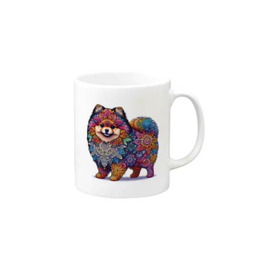 Mandala Pomeranian マグカップ