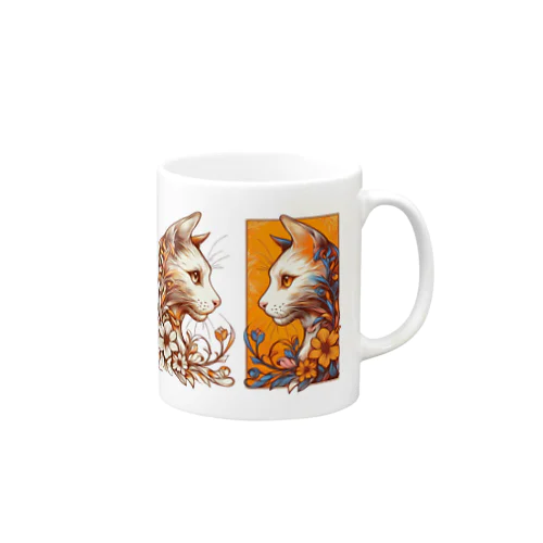 アールヌーボーな双子猫 Mug