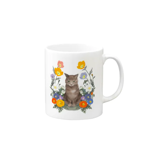 花と猫 Mug