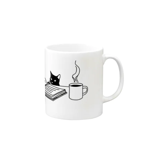 黒猫と読書の時間 Mug