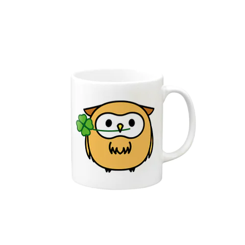 フクロウと四つ葉のクローバー Mug