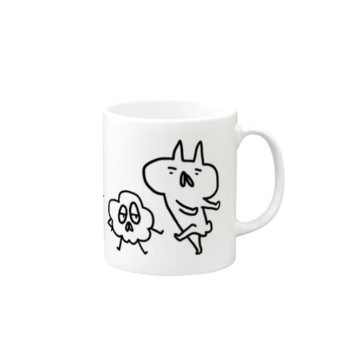 モジャとらくがきにゃんこ１　白黒 Mug