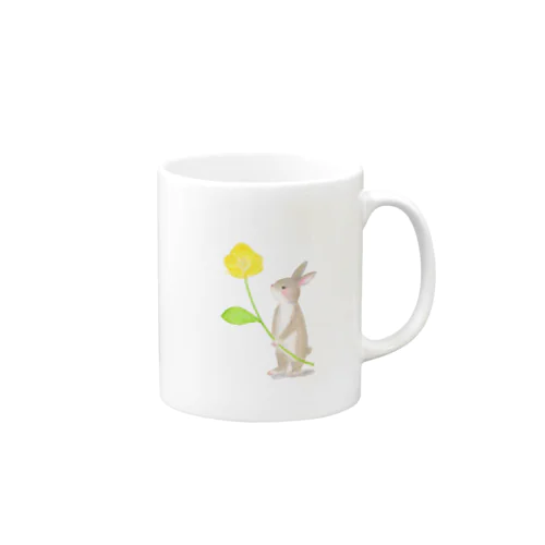 うさぎと黄色いお花 Mug