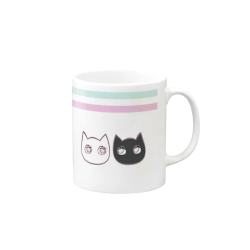 ベストフレンド♡ねこマグNEW（ブルー×ピンク） Mug