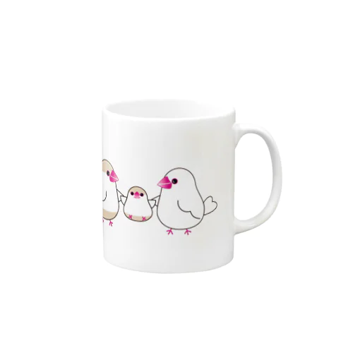 クリーム文鳥と白文鳥Family Mug