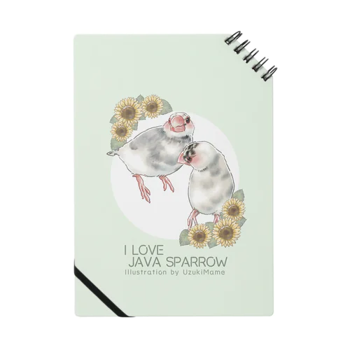 【No.1】I LOVE JAVA SPARROW（ごま塩柄） Notebook