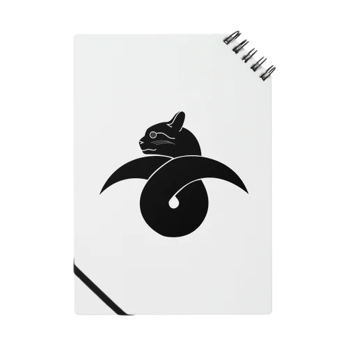 動物家紋。H.T.（結び雁がネコ）黒 Notebook