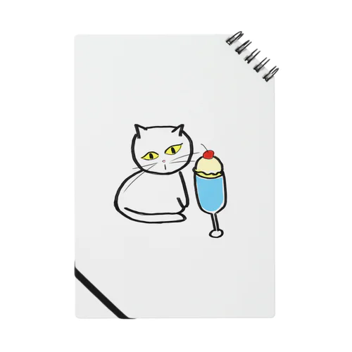 A lovely white cat who likes ice cream. Notebook