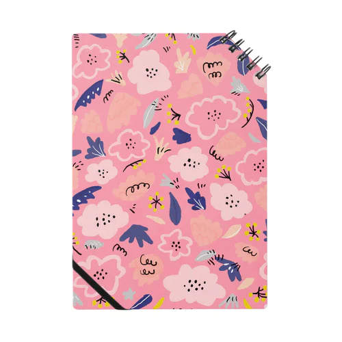 抽象的な手描きの花柄（ピンク） Notebook
