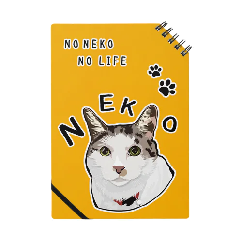 ねこ猫NEKO01ノート(白ブチ) Notebook