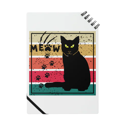 black cat meow paw signature Notebook