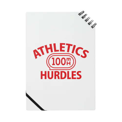 100メートルハードル競走・赤・陸上競技・100mH・ハードル10台・グッズ・オリジナル・デザイン・Tシャツ・陸上部・女子・美女・かっこいい・かわいい・選手・入賞・有力・確実・応援 Notebook