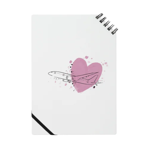 airplane-pink heart- Notebook