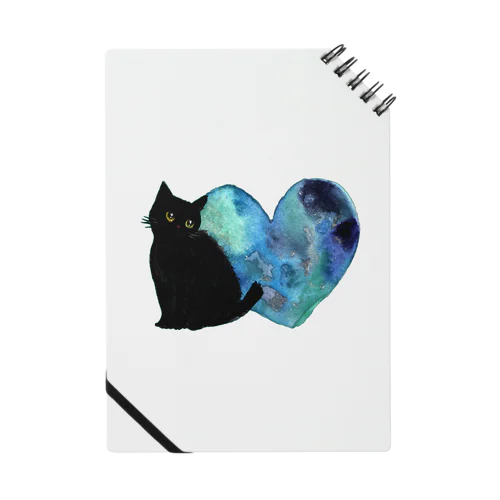 青いハートと黒猫ちゃん Notebook