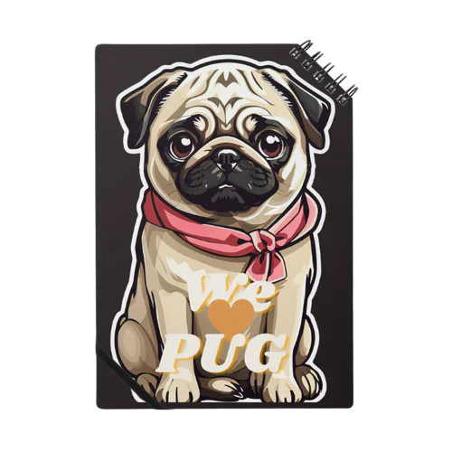 We♥PUG　ブラック（パグ大好き！） ノート