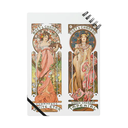 モエ・エ・シャンドン by Alfons Mucha Notebook