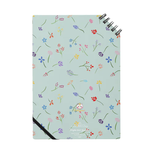 くすみカラー【小花柄☆れぉにゃん】水色 Notebook