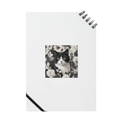 ハチワレ白黒猫とジャスミン ノート