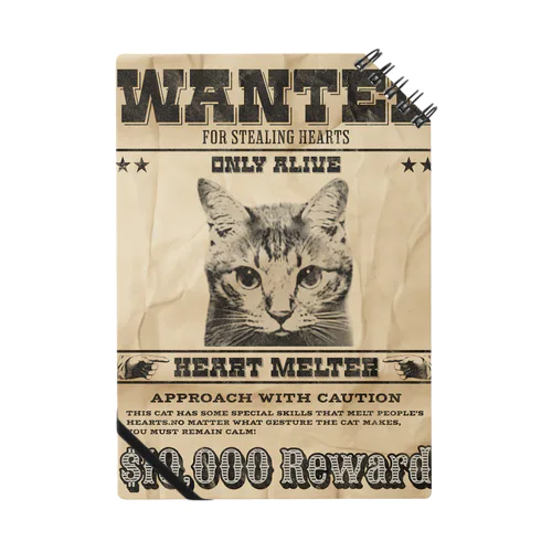 WANTED ハート泥棒（舌をだす猫） Notebook