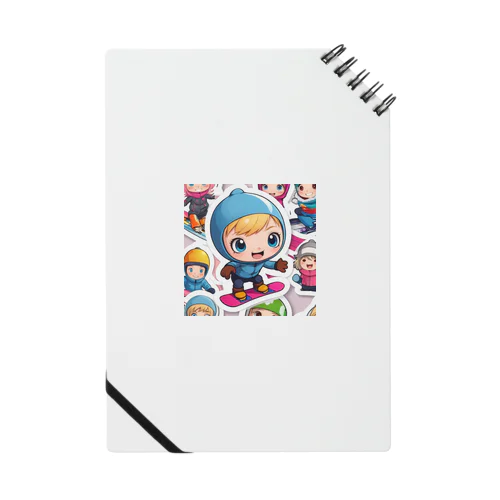 スノーボードとキャラクターたちのイラストグッズ Notebook