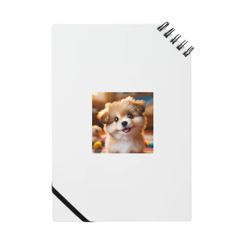 愛らしい小型犬が微笑みながらカメラに向かっている ノート