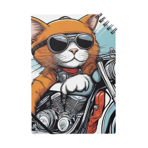 サングラスをかけて、バイクを楽しんでいる猫 ノート
