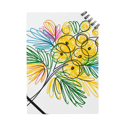 鮮やかなカラフルなミモザの花束 Notebook