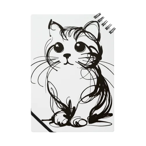 一筆書きで描かれたかわいい猫のイラスト ノート