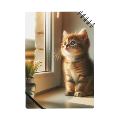 窓辺に気持ちよさそうに日向ぼっこな子猫 Notebook