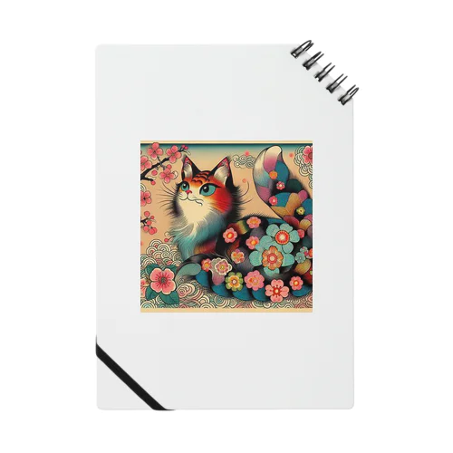 浮世絵風　カラフル猫「Ukiyo-e-style Colorful Cat」「浮世绘风格的多彩猫」 Notebook