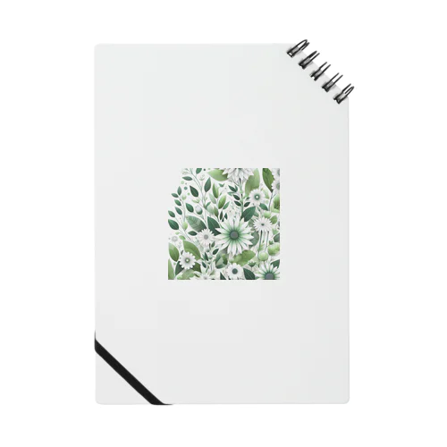 数学的で洗練されたデザインの白と緑の花 Notebook