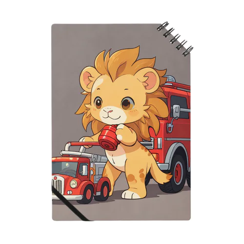 可愛いライオンとおもちゃの消防車 Notebook