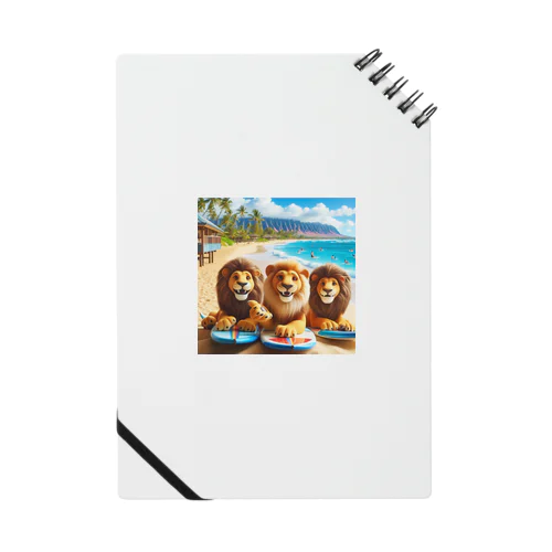 ハワイのリゾートビーチでサーフィンを楽しむ陽気なライオン達④ Notebook