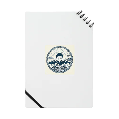 Minimalist Traditional Japanese Motif Featuring Mount Fuji and Seigaiha Patterns Notebook