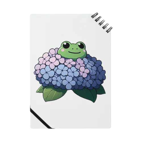 紫陽花の花と可愛いアマガエル🐸 Notebook