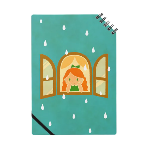 雨をながめる女の子（グリーン） Notebook