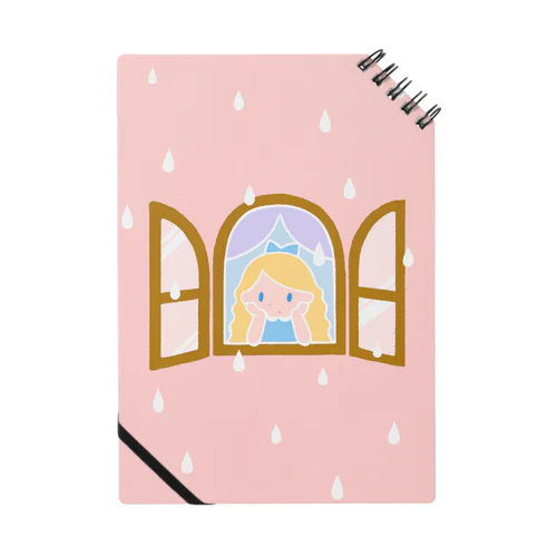  雨をながめる女の子（ピンク） ノート