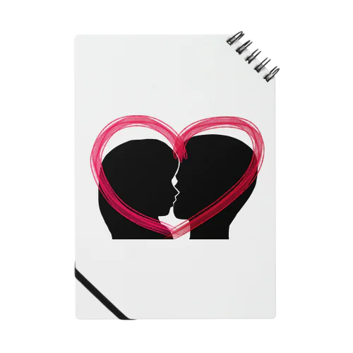 Silhouette of kiss with heart♥① Notebook