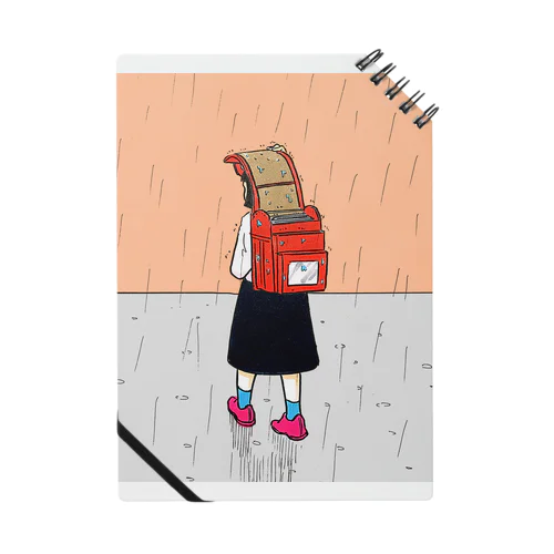 雨を避けるために教科書を犠牲にする少女 Notebook